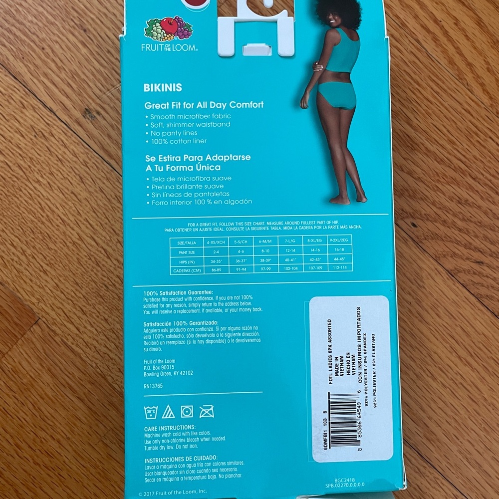 Fruit of the Loom Teal and White Bikini Set - Picture 2 of 2